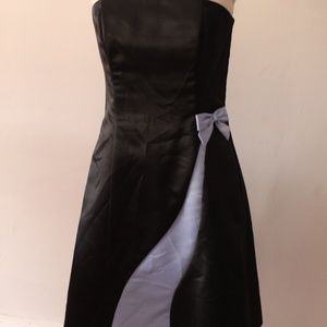 2000's Jessica McClintock Gunne Sax Black and Purple Satin Dress with Tulle